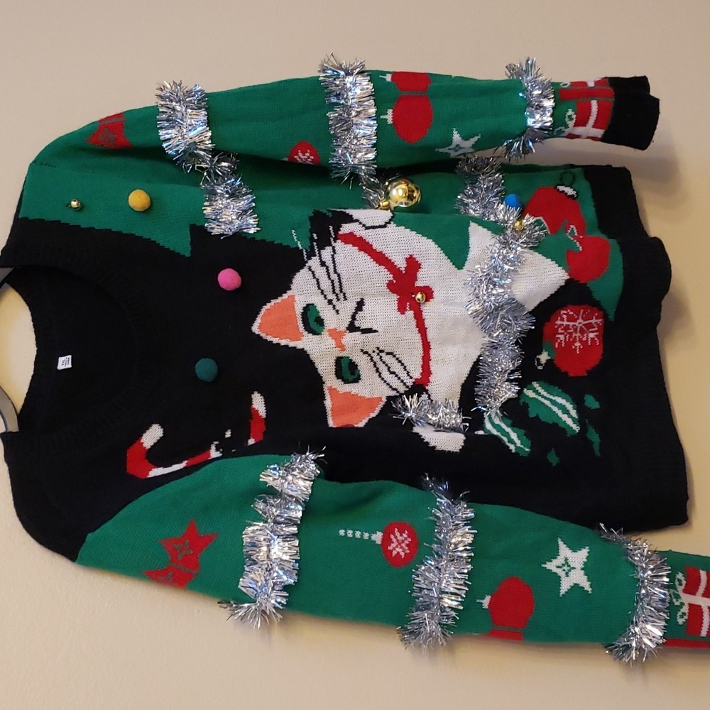 Ugly Christmas Sweater with cat